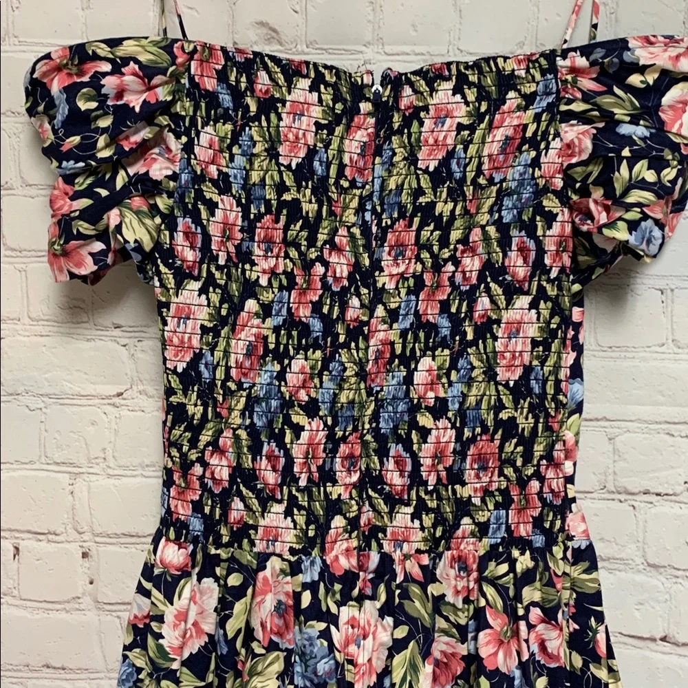 NEW Vintage Karin Stevens Black Floral Cottagecore Smocked Dress Size 4 - Picture 6 of 8